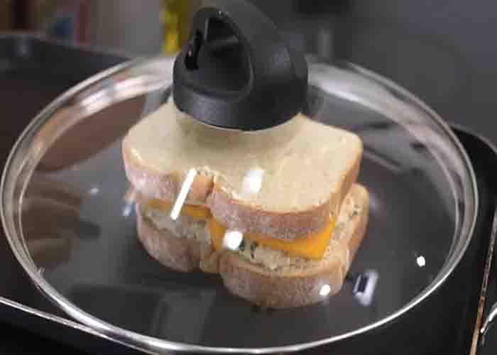 Grilling the tuna melt