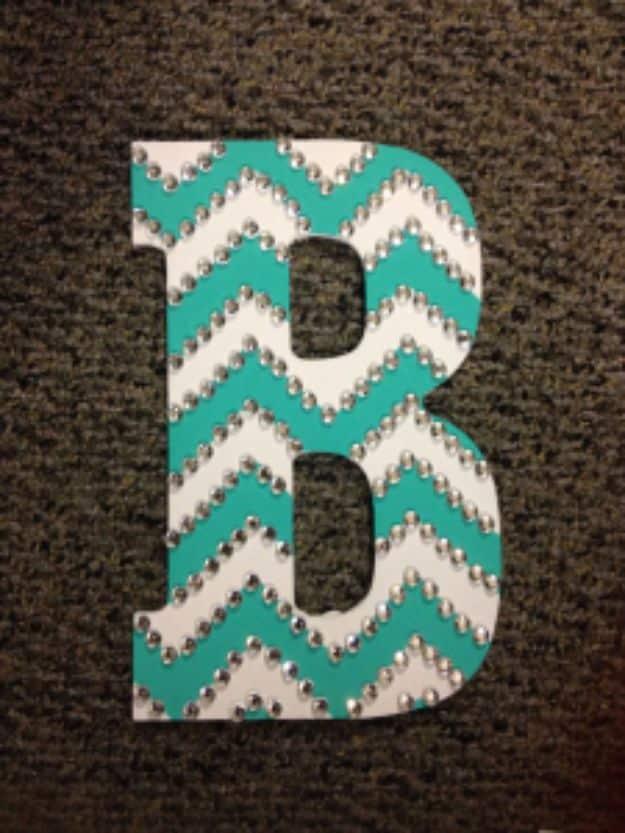Rhinestoned Chevron Letter, quick enough to pull off on a lazy weekend and a display that photographs beautifully
