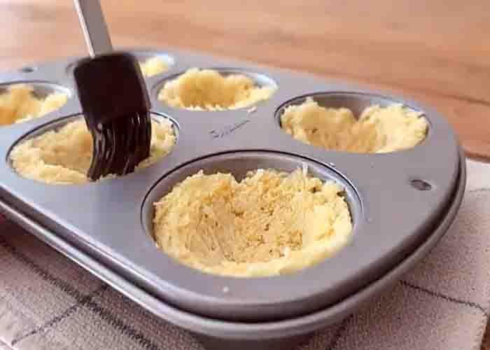 Making the crust base for the quiche toast cups