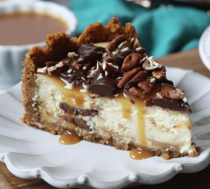 How to Make Chocolate & Caramel Turtle Cheesecake