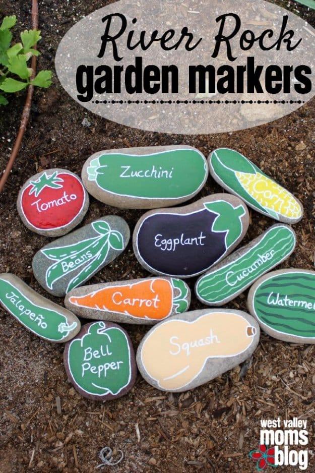 River Rock Garden Markers, a clever outdoor decor idea anyone can build and a simple backyard upgrade using basic supplies