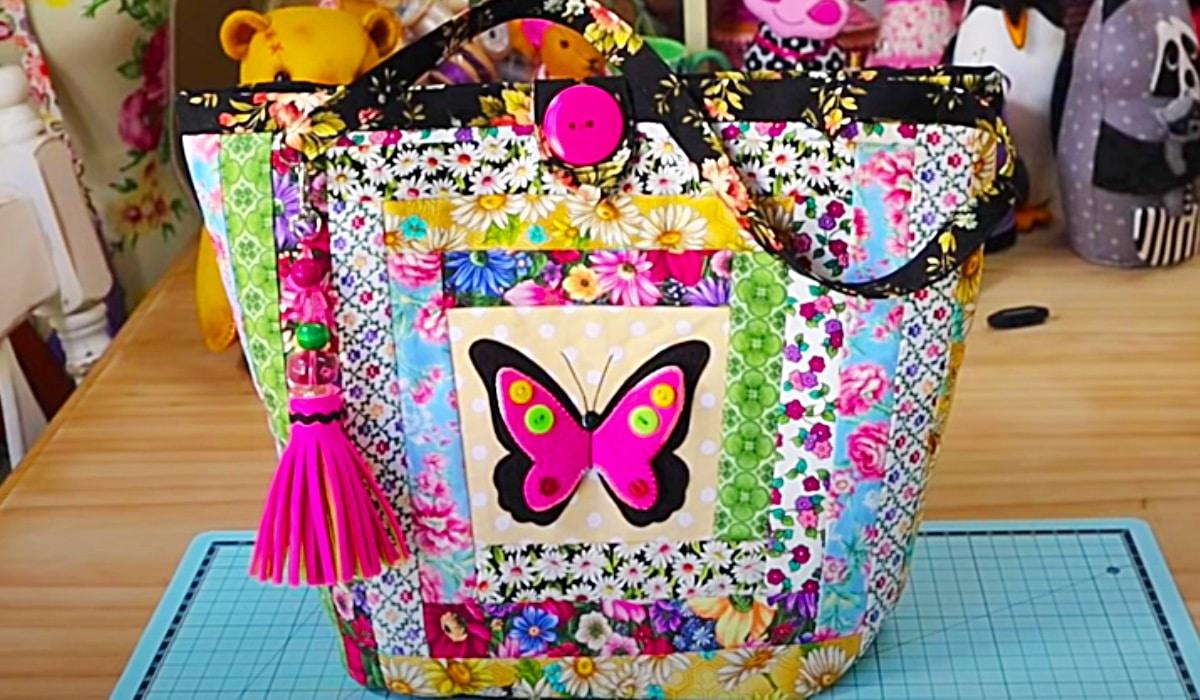 Patchwork Butterfly Tote Bag With Free Pattern