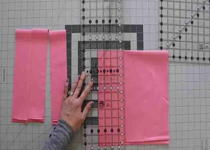 Cutting the solid fabrics into strips