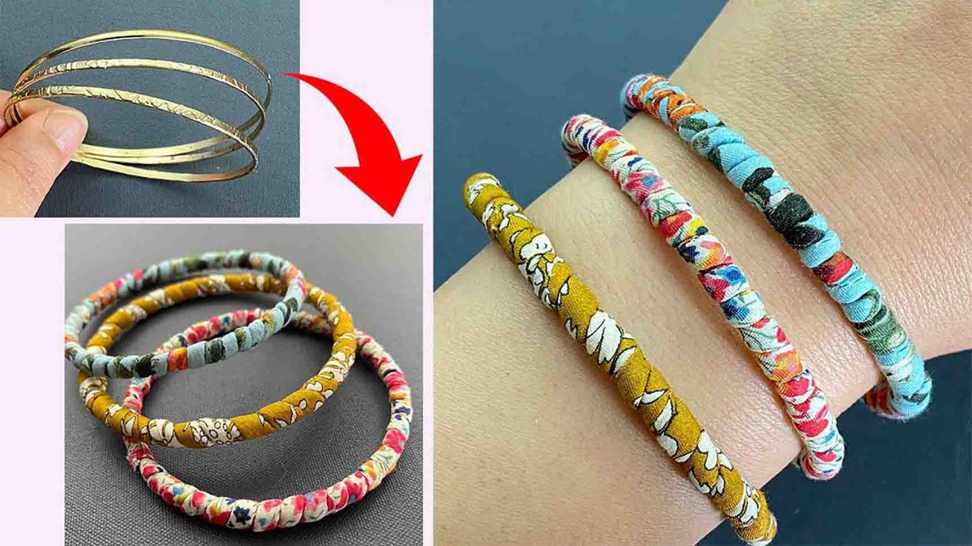 DIY Fabric Wrapped Rope Bracelet