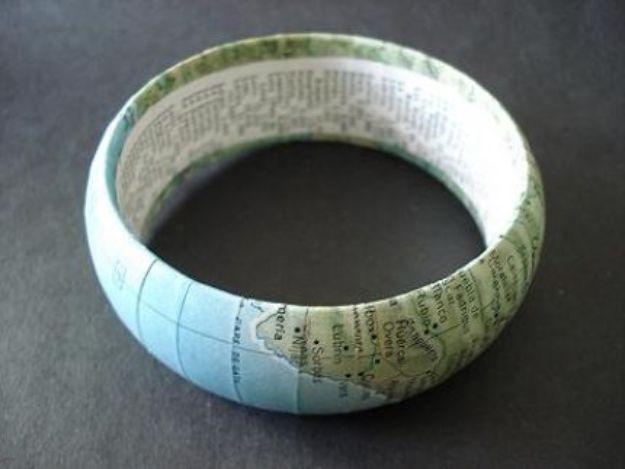 Vintage Map Bangle, a reclaimed paper keepsake, quick to set up on a rainy afternoon and a detail guests always ask about