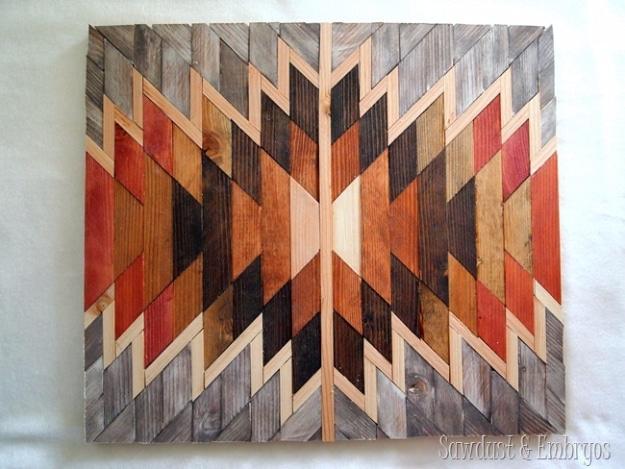 DIY Wall Art Ideas for the Bedroom - Wooden Kilim Wall Art - Rustic Decorating Projects For Bedroom, Brilliant Wall Art Projects, Creative Wall Art, Do It Yourself Crafts, Easy Wal