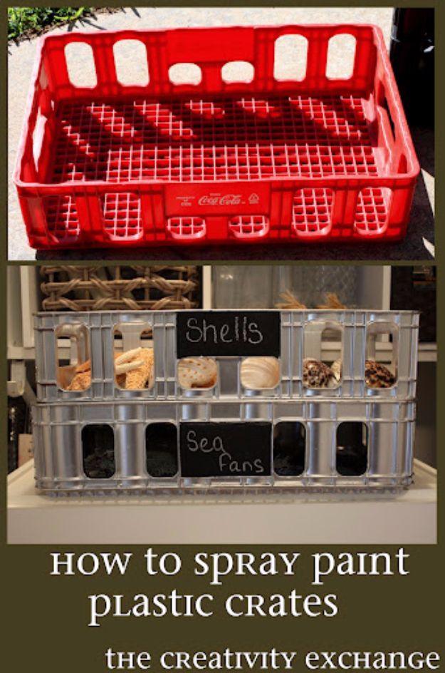 Spray Painting Tips and Tricks - Plastic Crate Revamp - Home Improvement Ideas and Tutorials for Spray Painting Furniture, House, Doors, Trim, Windows and Walls - Step by Step Tuto