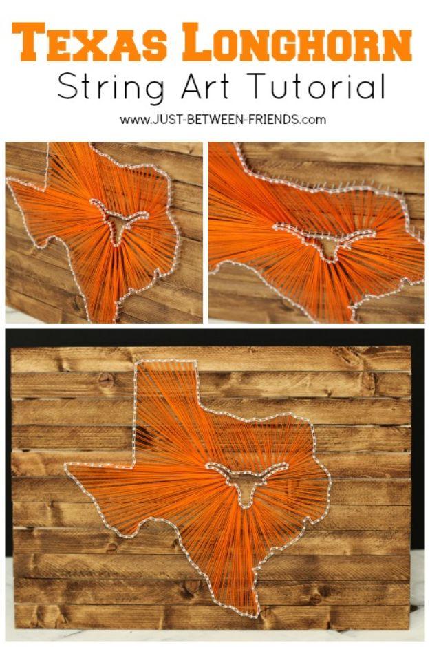 State String Art Texas Longhorn Style, short enough on steps to wrap up before supper and a statement worth the extra effort