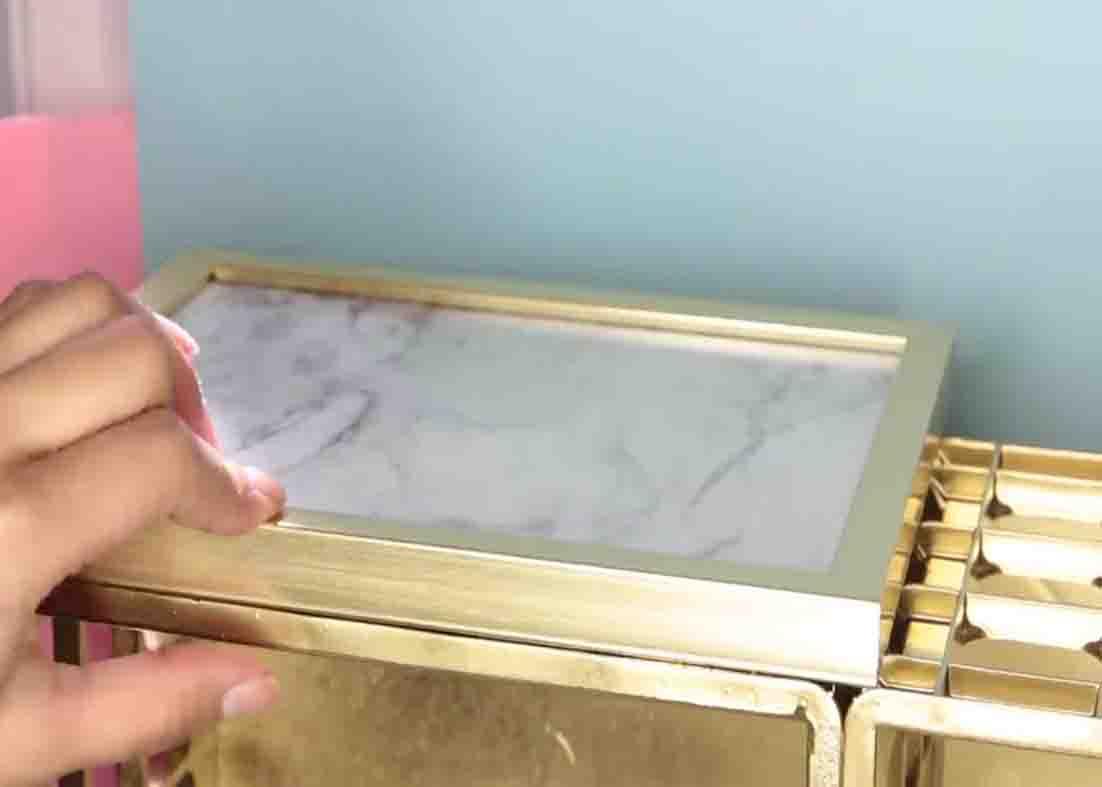 Attaching the top of the marble crate organizer