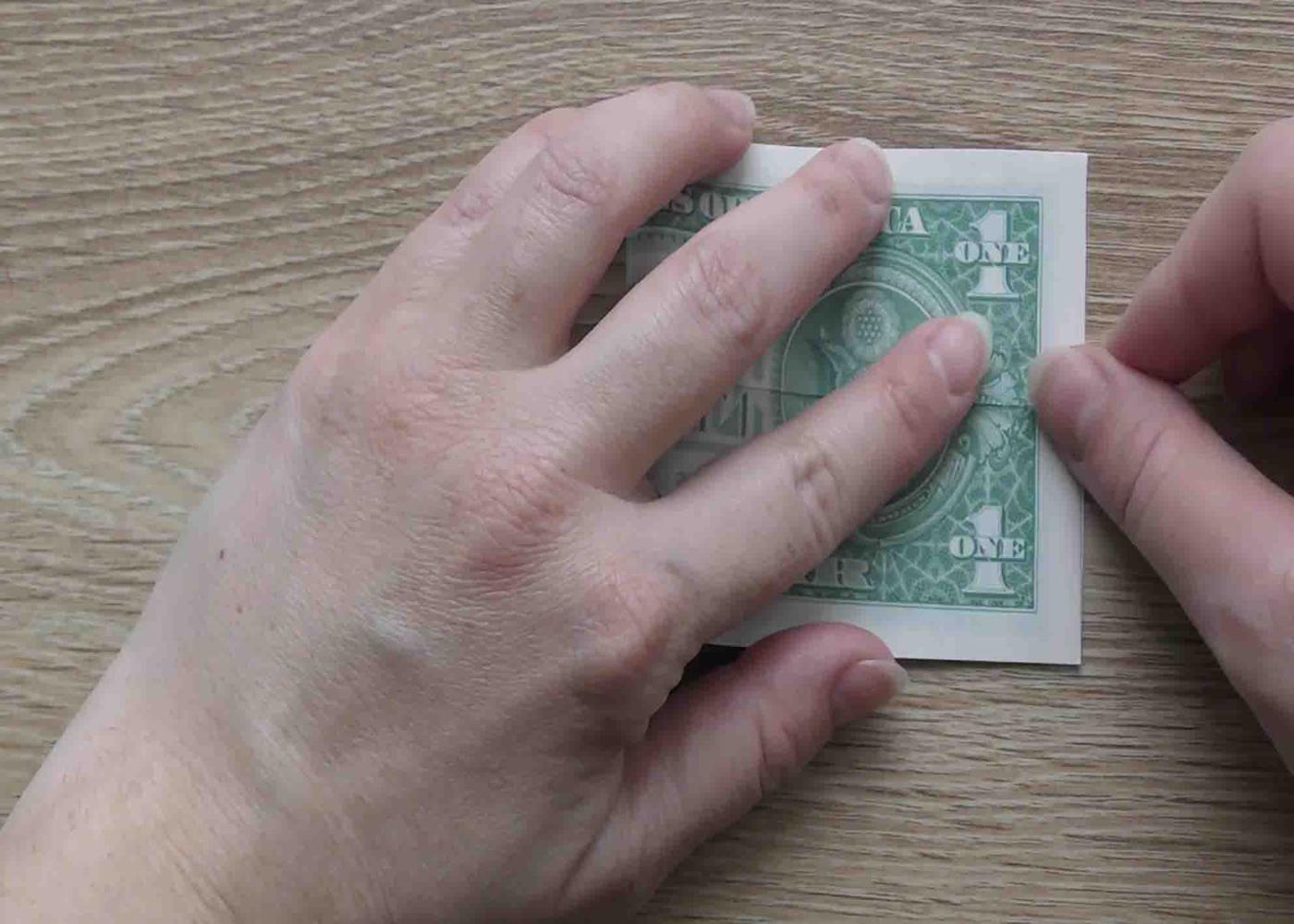 Folding the butterfly origami in half