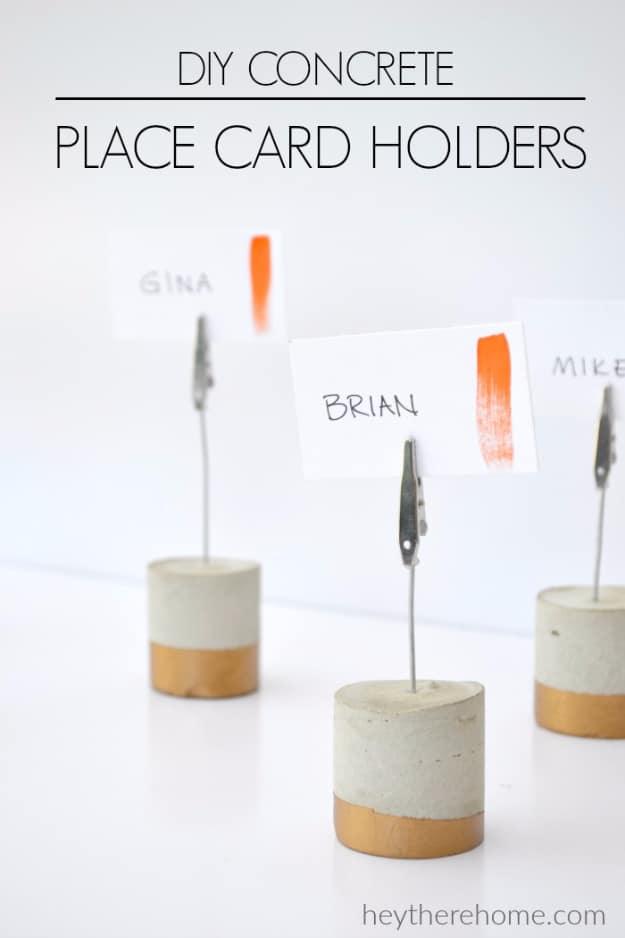 DIY Projects Made With Concrete - DIY Painted Concrete Place Card Holders - Quick and Easy DIY Concrete Crafts - Cheap and creative countertops and ideas for floors, patio and porc