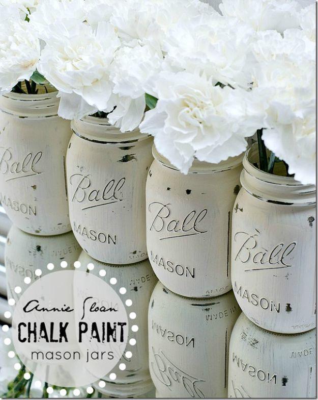 Chalk Paint Mason Jars, a budget friendly way to update the space and a creative way to reuse what you already have