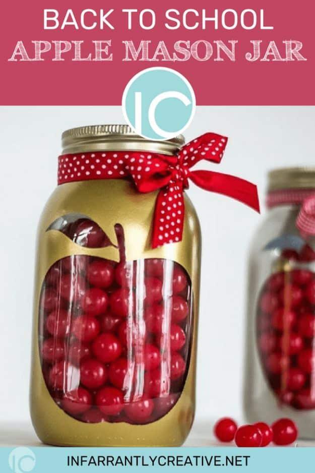 Apple craft tutorial, easy classroom project and paper or fabric craft inspiration, highlighting apple mason jar