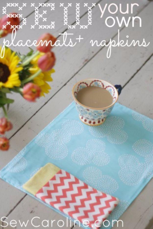 Sew Your Own Placemat + Napkins, a quick idea that comes together fast and a budget friendly way to update the space