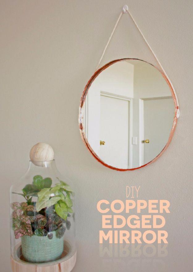 DIY Hacks for Renters - DIY Copper Edged Mirror - Easy Ways to Decorate and Fix Things on Rental Property - Decorate Walls, Cheap Ideas for Making an Apartment, Small Space or Tiny