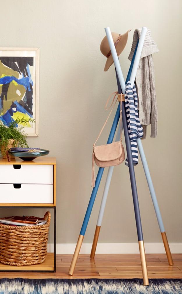 Wooden Dowel Coat Rack, a fun project the whole family can help with and one of the best picks on this list