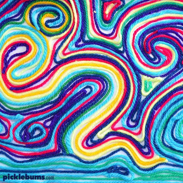 Yarn Painting, a cozy DIY yarn idea to try at home and a simple craft using basic supplies on hand and it comes together fast