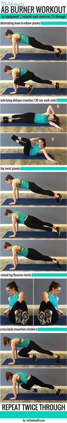10 Minute Ab Burner Workout, quick to set up in whatever space is available and a habit that sticks past the first week