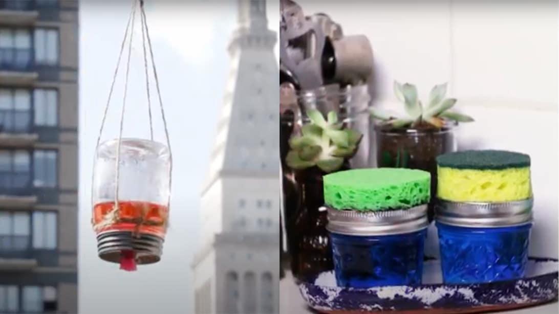 Four Useful DIYs Using a Sponge And Mason Jar
