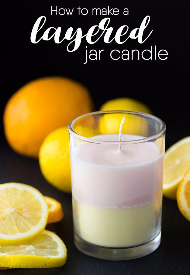 Layered Jar Candle, a pretty DIY candle idea for the home and a simple gift idea friends will love and it comes together fast