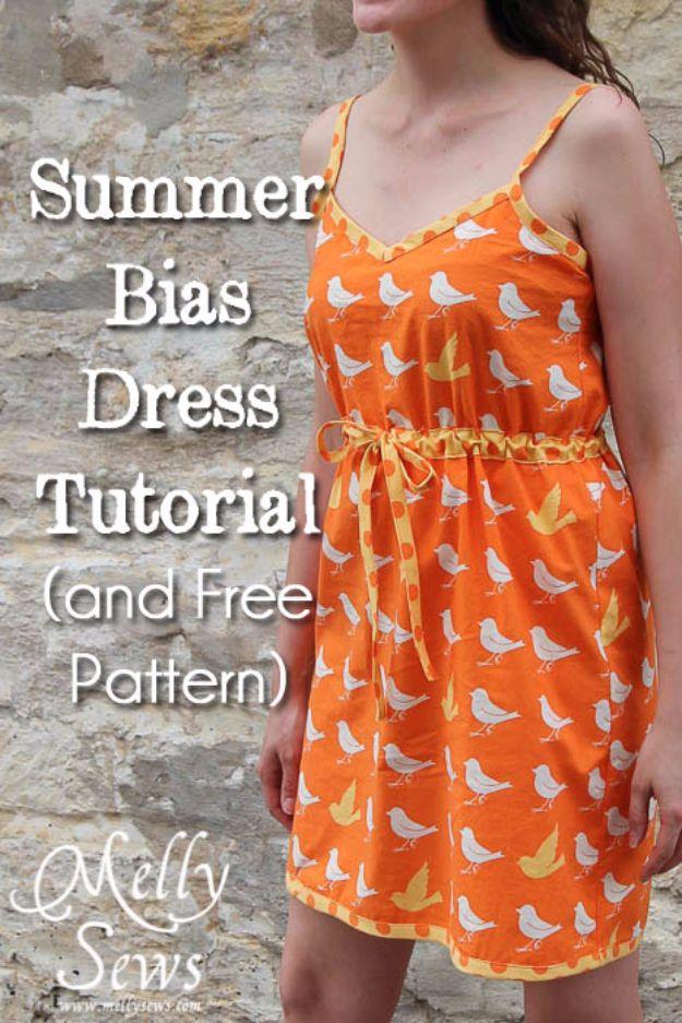 DIY Dresses to Sew for Summer - Summer Bias Dress - Best Free Patterns For Dress Ideas - Easy and Cheap Clothes to Make for Women and Teens - Step by Step Sewing Projects - Short,