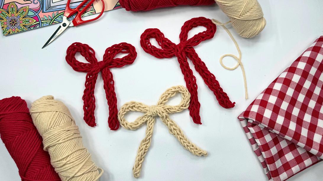 Easy Finger Crochet Yarn Bows