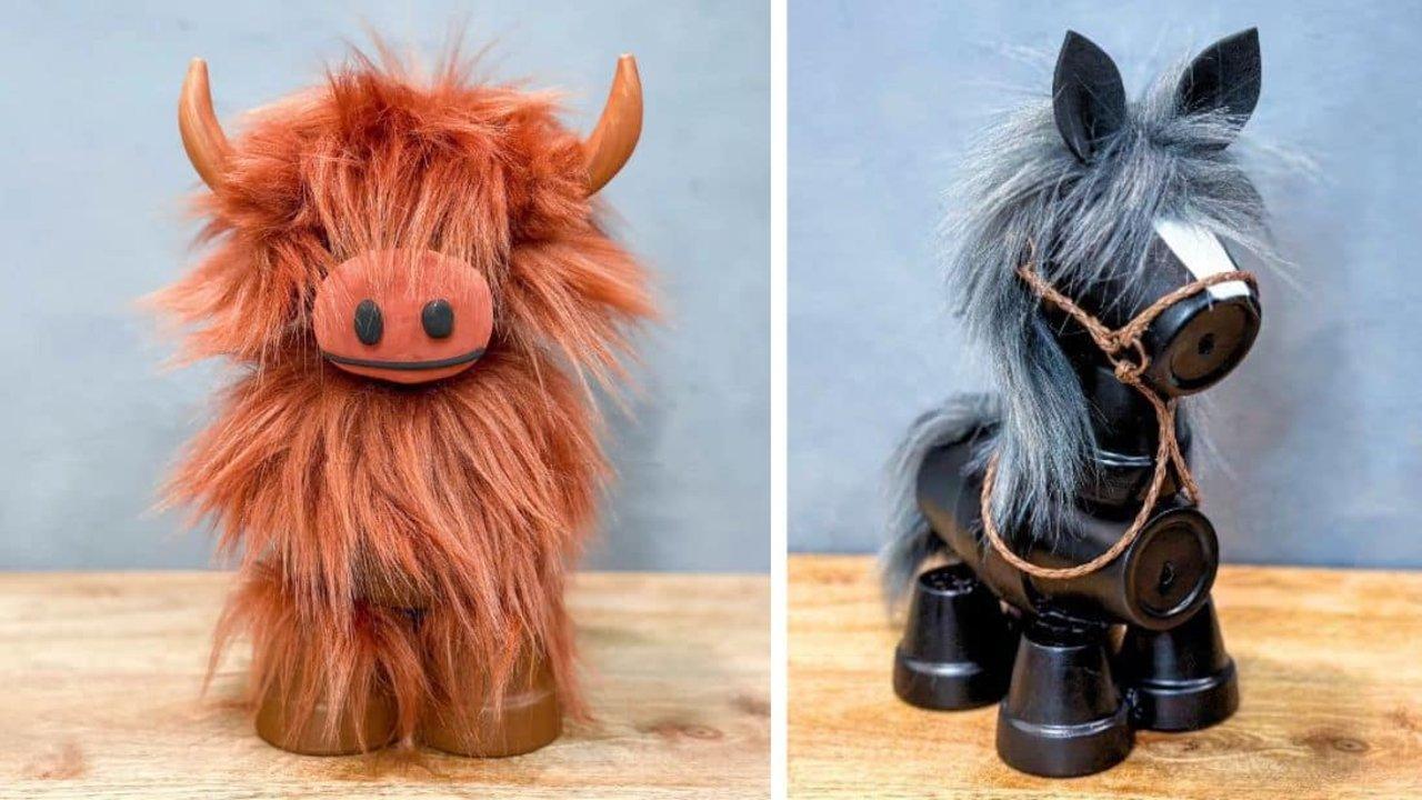 Cute DIY Clay Pot Cow and Horse
