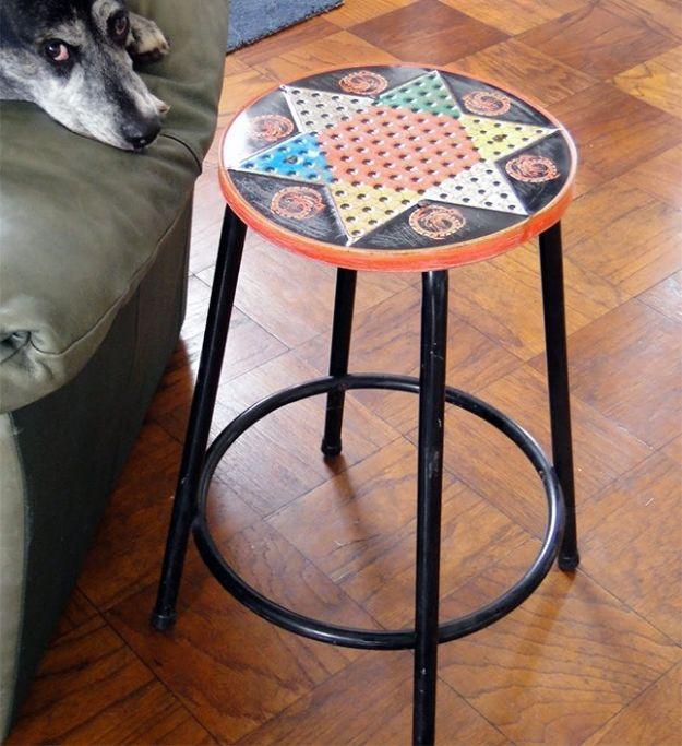 DIY Media Room Ideas - Chinese Checkers Stool - Do It Yourslef TV Consoles, Wall Art, Sofas and Seating, Chairs, TV Stands, Remote Holders and Shelving Tutorials - Creative Furnitu