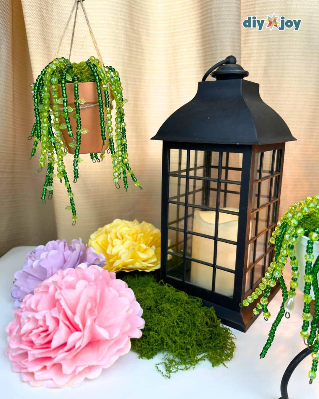 Easy Tiny Beaded Vine Desk Plant — beaded leaf tutorial
