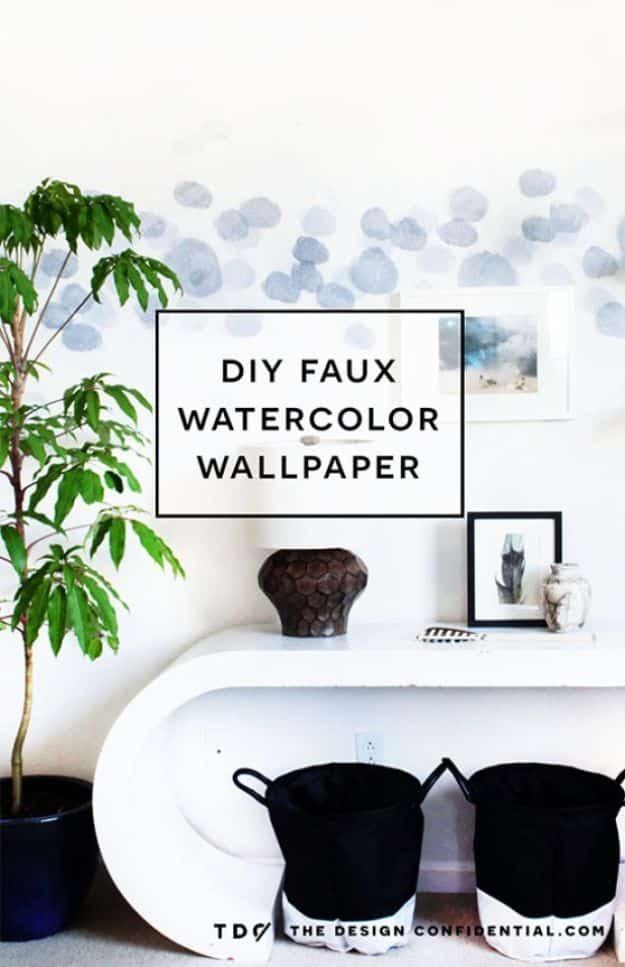 DIY Faux Finishes for Walls - DIY Faux Watercolor Wallpaper Wall Treatment - Step by Step Tutorials for Do It Yourself Faux Finish Wall Textures - Rustic, Colour, Tuscan Style, Sim