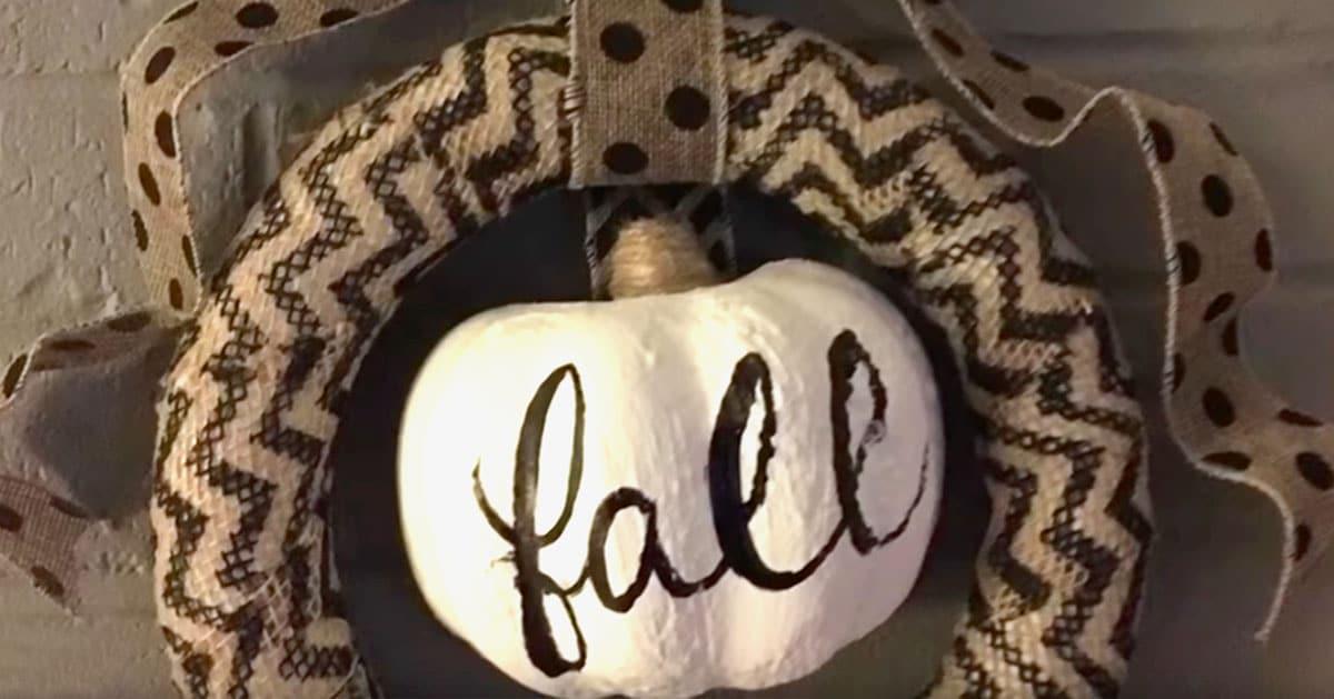 Pumpkin Fall Wreath Made With Dollar Store Supplies