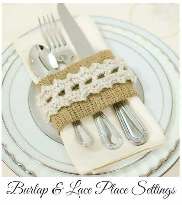 DIY Projects with Burlap and Creative Burlap Crafts for Home Decor, Gifts and More | Burlap and Crochet Place Settings