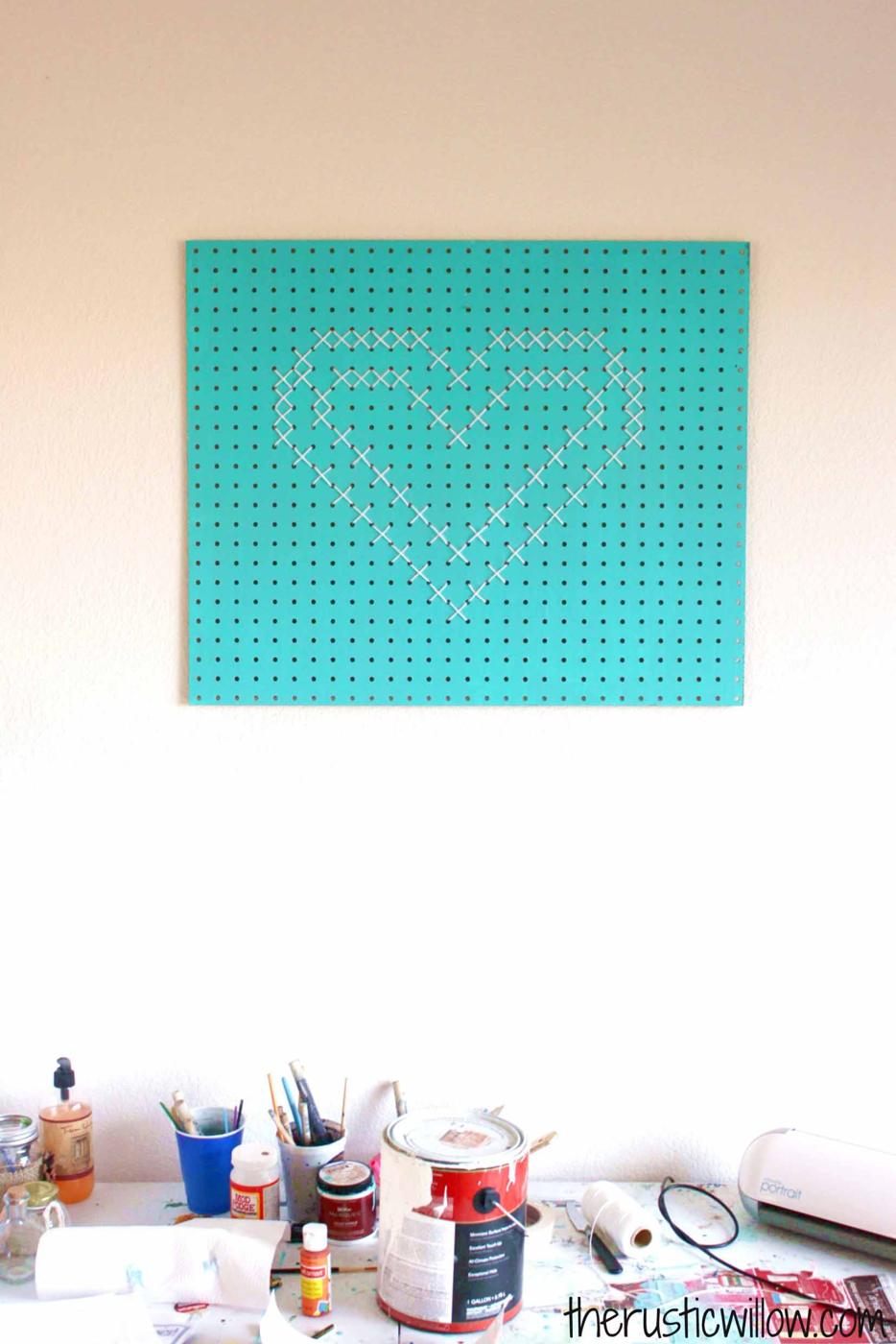 Rustic DIY Decor Ideas | Cross stitch Pegboard