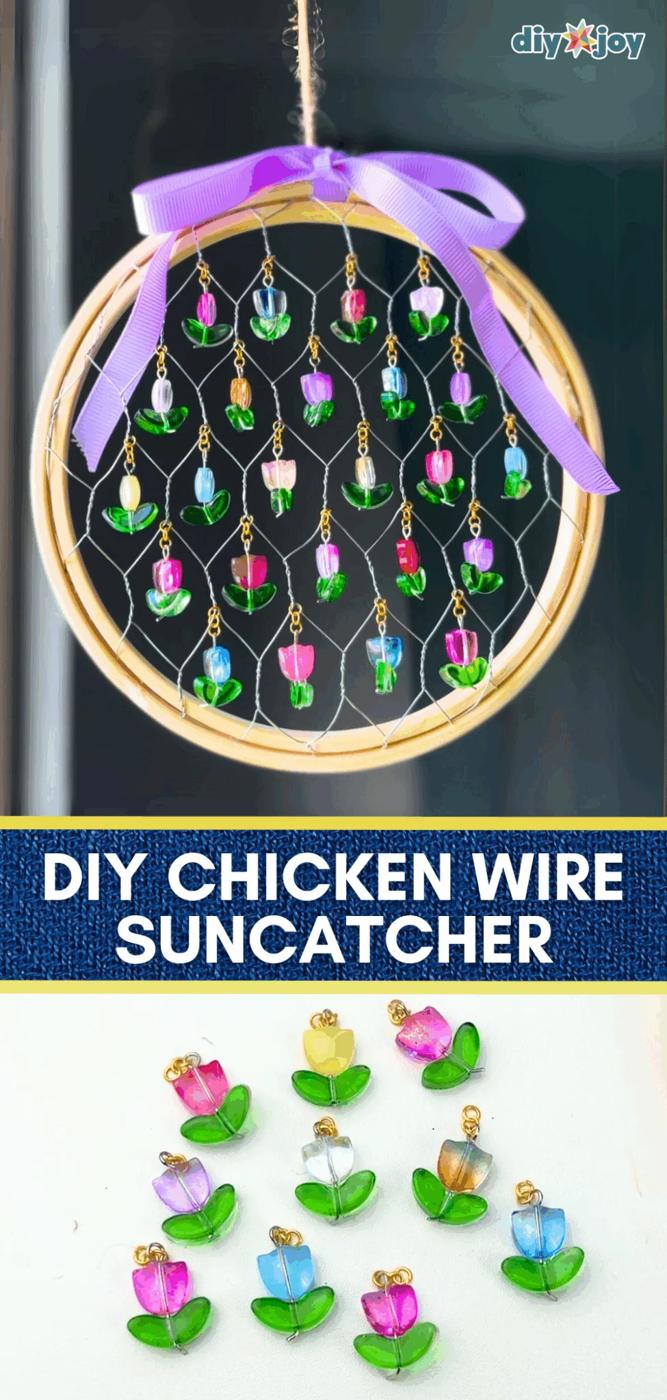 DIY Chicken Wire Suncatcher, a chicken wire project, simple enough for a first attempt and a charming handmade touch