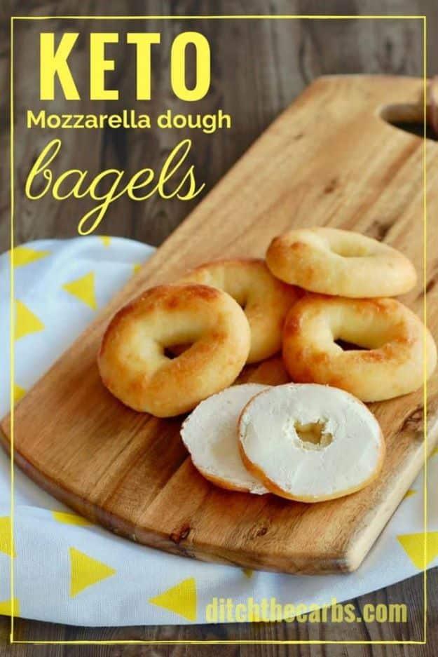 Keto Snacks - Keto Mozzarella Dough Bagels - Keto Snack Recipes and Easy Low Carb Foods for the Ketogenic Diet On the Go #keto #ketodiet #ketorecipes