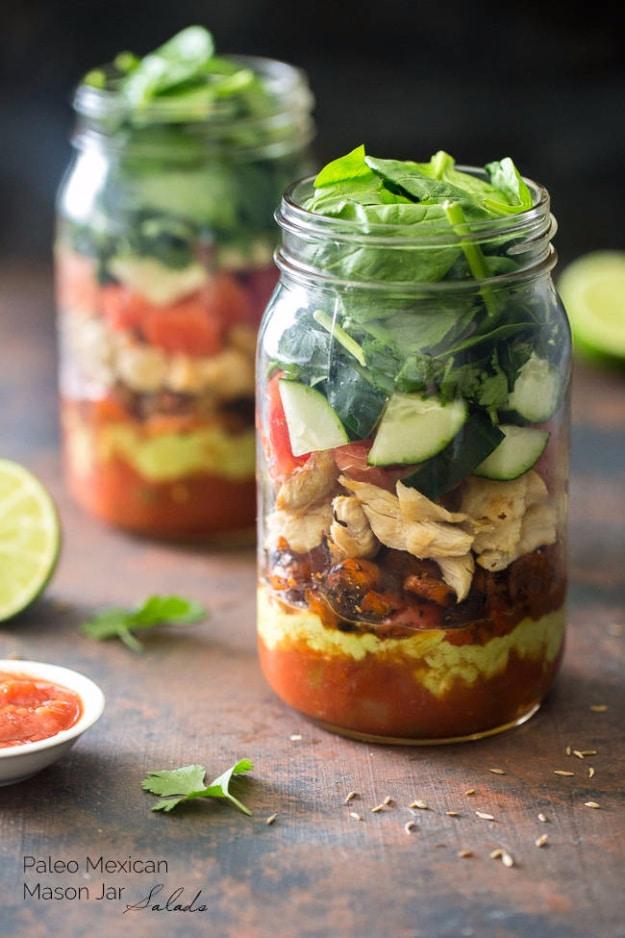 Healthy Lunch Ideas for Work - Mason Jar Healthy Taco Salad - Quick and Easy Recipes You Can Pack for Lunches at the Office - Lowfat and Simple Ideas for Eating on the Job - Microw