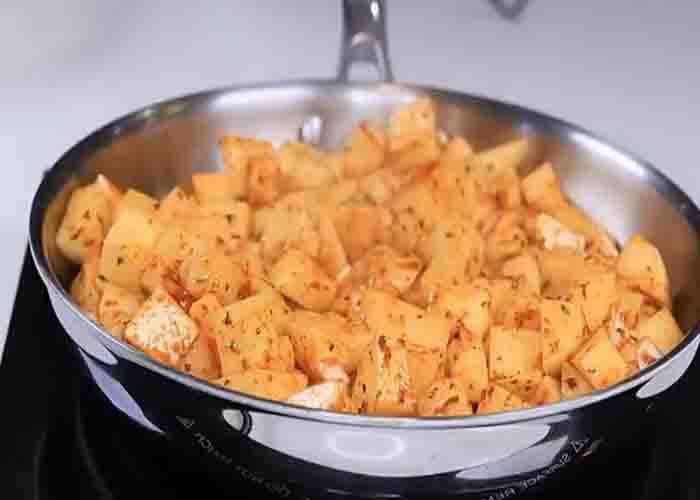 Frying the breakfast potatoes