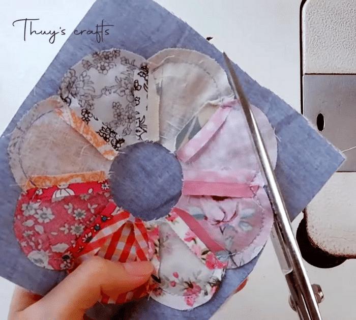 Flower Fabric Coaster From Fabric Scraps DIY