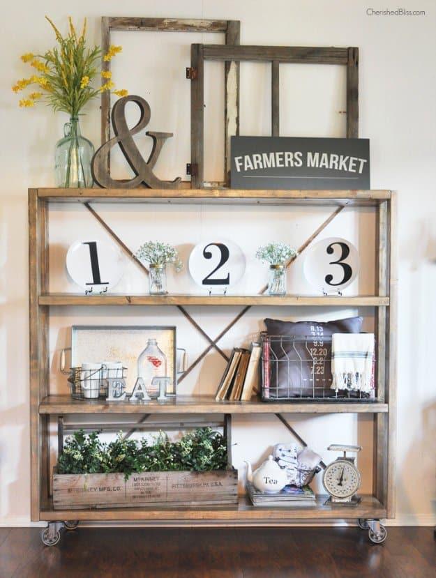 Dining Room Bookshelf Decor, one of the best dining room decor ideas on this list and an affordable way to try something new