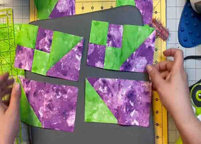 Making the first block for the friendly hands quilt