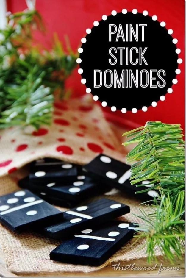 Paint Stick Dominoes, quick to put together in an afternoon and a clever way to reuse scraps you already have