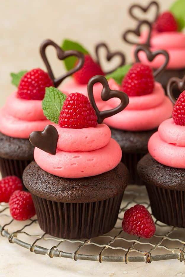 Cool Cupcake Decorating Ideas - Dark Chocolate Cupcakes with Raspberry Buttercream Frosting - Easy Ways To Decorate Cute, Adorable Cupcakes - Quick Recipes and Simple Decorating Ti