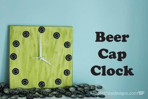 DIY Bottle Cap Crafts - Beer Cap Clock - Make Jewelry Projects, Creative Craft Ideas, Gift Ideas for Men, Women and Kids, KeyChains and Christmas Ornaments, Presents