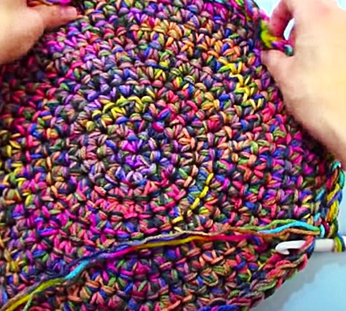 Make A Crochet Basket With Chunky Multi Colored Yarn