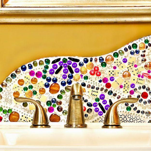 DIY Bottle Cap Crafts - Beautiful Backsplash DIY - Make Jewelry Projects, Creative Craft Ideas, Gift Ideas for Men, Women and Kids, KeyChains and Christmas Ornaments, Presents