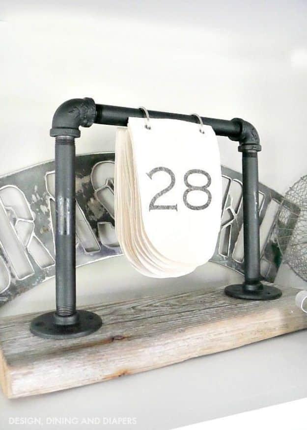 DIY Industrial Desk Calendar, cheap to pull off with dollar store finds and a piece worth keeping out on display