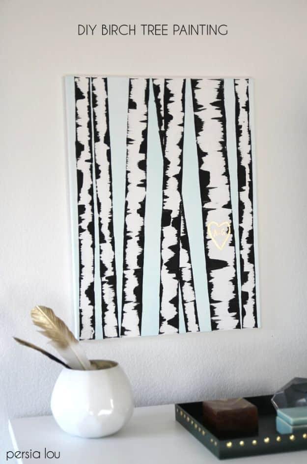 Acrylic Painting Tutorials and Techniques - DIY Birch Tree Art - How To Paint With Acrylic Paint- DIY Acrylic Painting Ideas on Canvas - Make Flowers, Ocean, Sky, Abstract People,