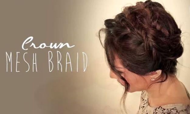 Holiday Hairstyles - Crown Mesh Braid - Cute DIY Hair Styles for Christmas and New Years Eve, Special Occasion - Updos, Braids, Buns, Ponytails, Half Up Half Down Looks #hairstyles