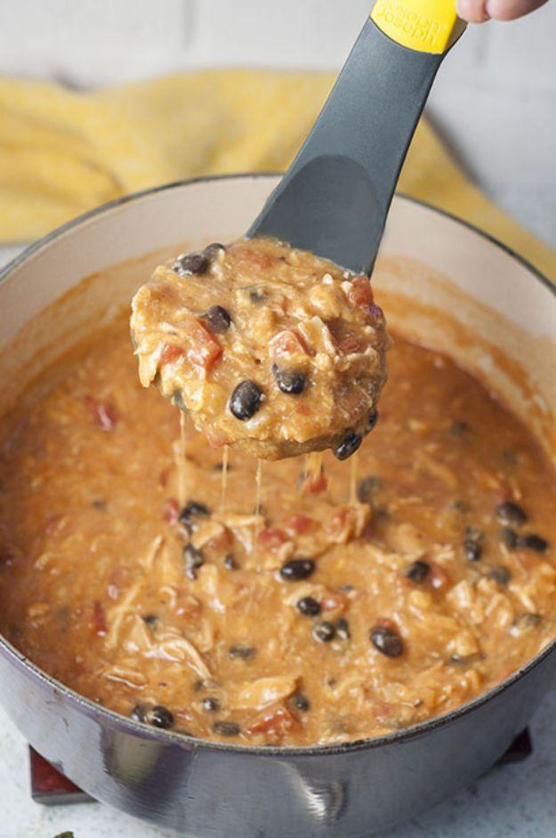 Enchiladas - 20 Minute Cheesy Chicken Enchilada Soup - Best Easy Enchilada Recipes and Enchilada Casserole With Chicken, Beef, Cheese, Shrimp, Turkey and Vegetarian - Healthy Salsa