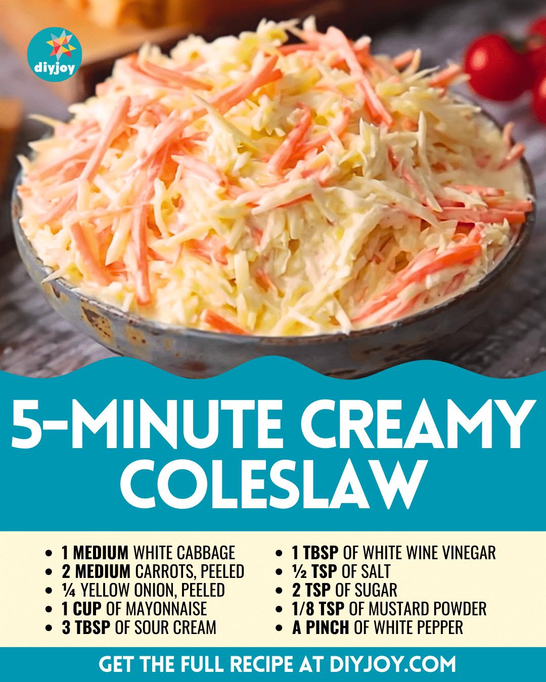 Easy 5-Minute Creamy Coleslaw Recipe